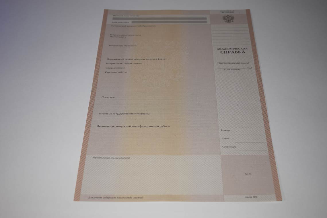 Академическая Справка ВУЗа 1996-2009 в Иваново